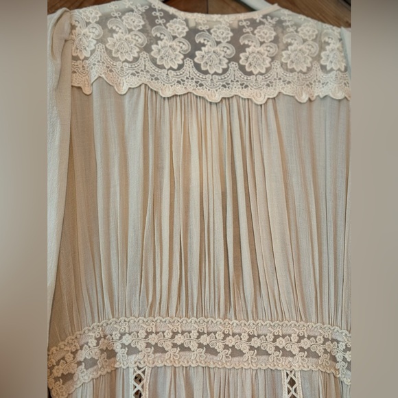 NWT Spell & the Gypsy Le Gauze Lace duster Small new off white dress wedding - Picture 13 of 17